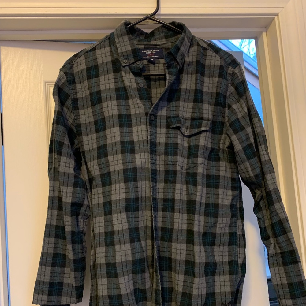 Casual plaid men’s button down shirt